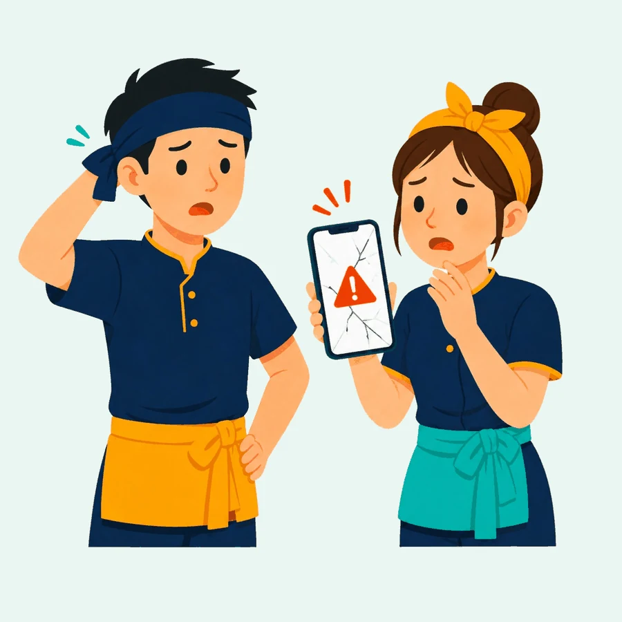 มือถือที่ใช้ขายอยู่พังกลางร้าน