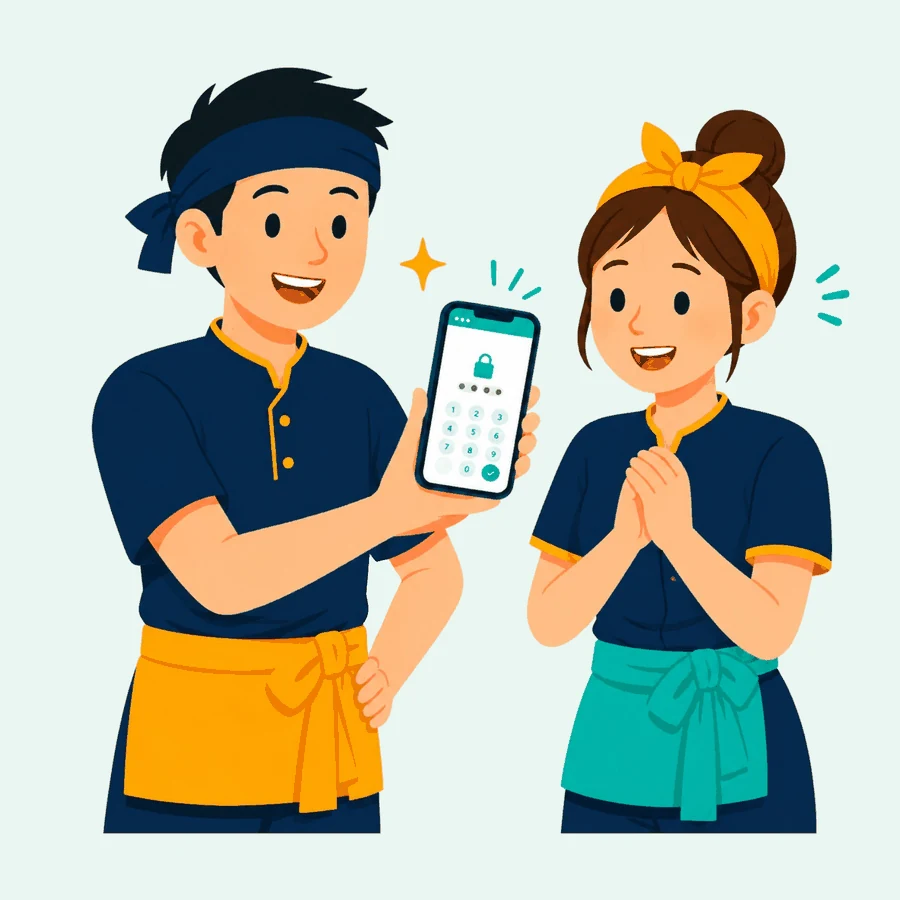 เปิดลิงก์ร้านบนมือถือเครื่องอื่นแล้วใส่ PIN